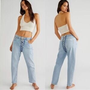 Free People x OneTeaspoon Laced Bandits Jeans Brand New Relaxed Straight Leg 26‎